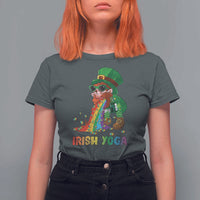Funny Irish Yoga St Patrick's Day Beer Drinking T Shirt For Women Drunk Leprechaun
