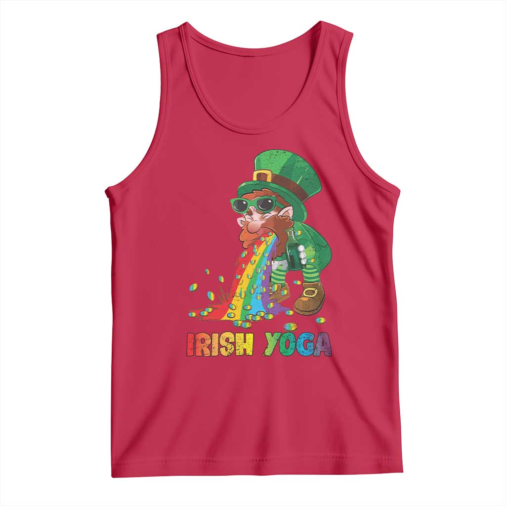 Funny Irish Yoga St Patrick's Day Beer Drinking Tank Top Drunk Leprechaun