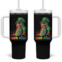 Funny Irish Yoga St Patrick's Day Beer Drinking Tumbler With Handle Drunk Leprechaun - Wonder Print Shop