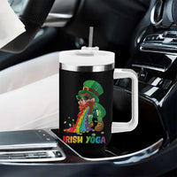 Funny Irish Yoga St Patrick's Day Beer Drinking Tumbler With Handle Drunk Leprechaun - Wonder Print Shop
