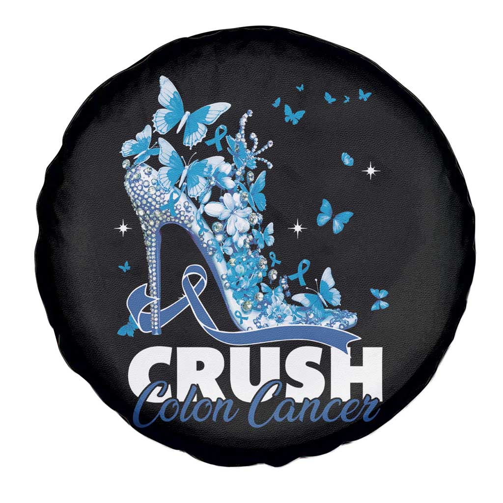 Crush Colon Cancer Spare Tire Cover Colorectal Cancer Awareness Bling Blue Ribbon High Heel