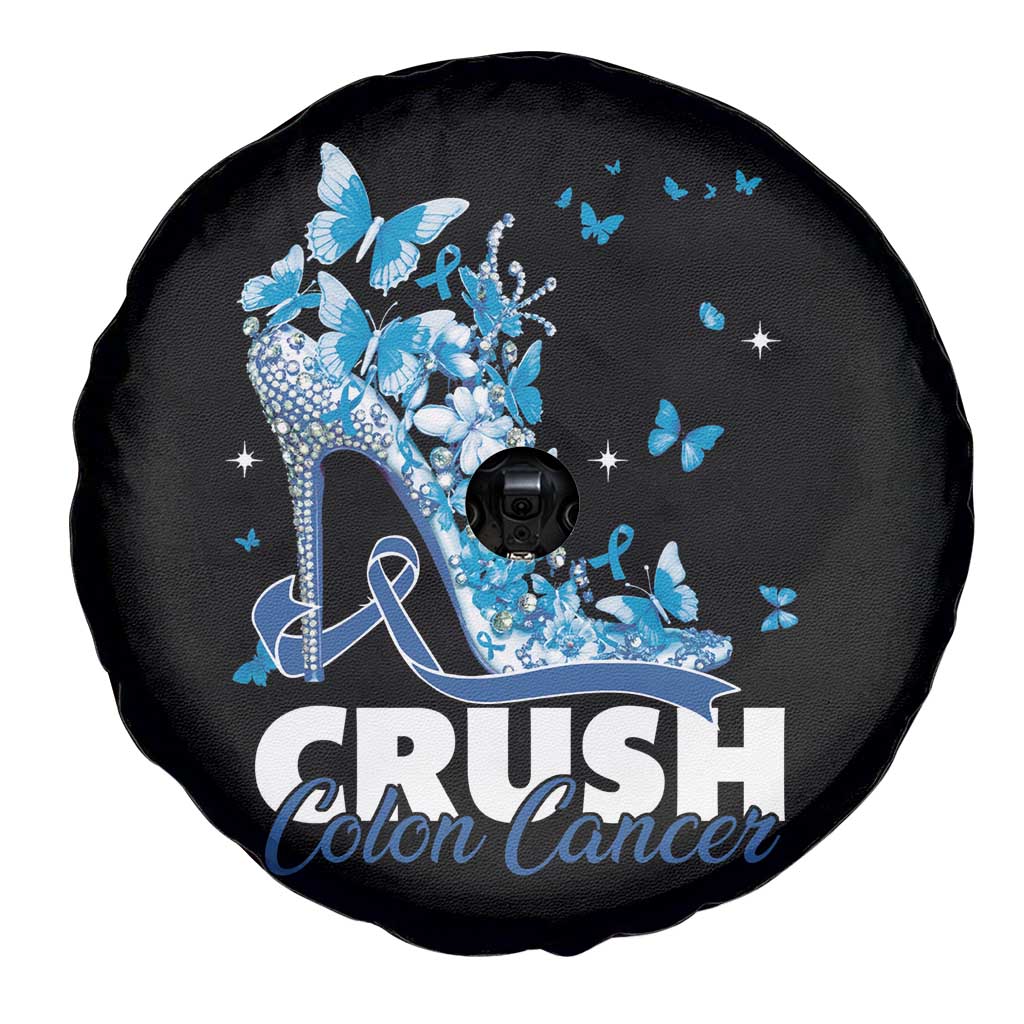 Crush Colon Cancer Spare Tire Cover Colorectal Cancer Awareness Bling Blue Ribbon High Heel