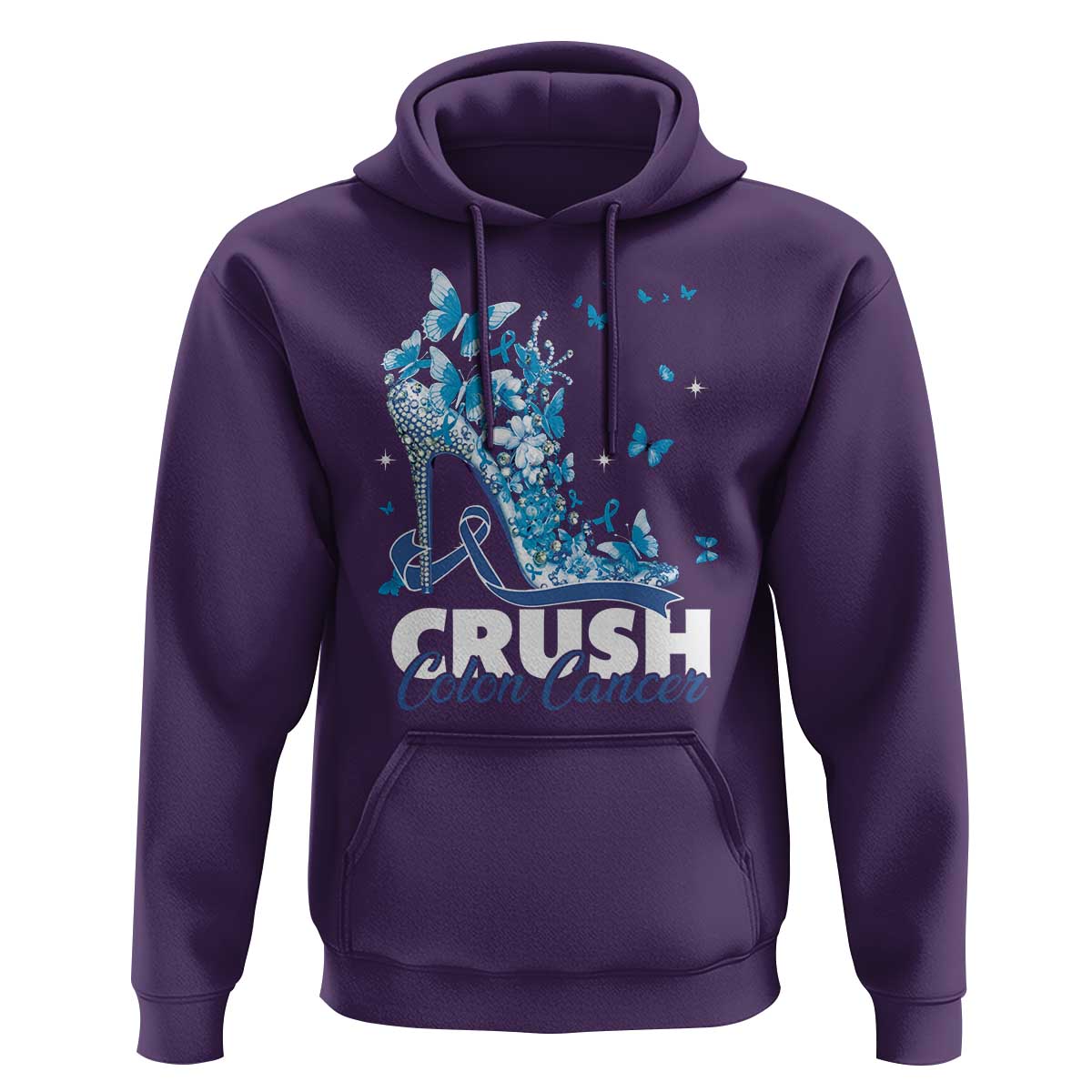 Crush Colon Cancer Hoodie Colorectal Cancer Awareness Bling Blue Ribbon High Heel
