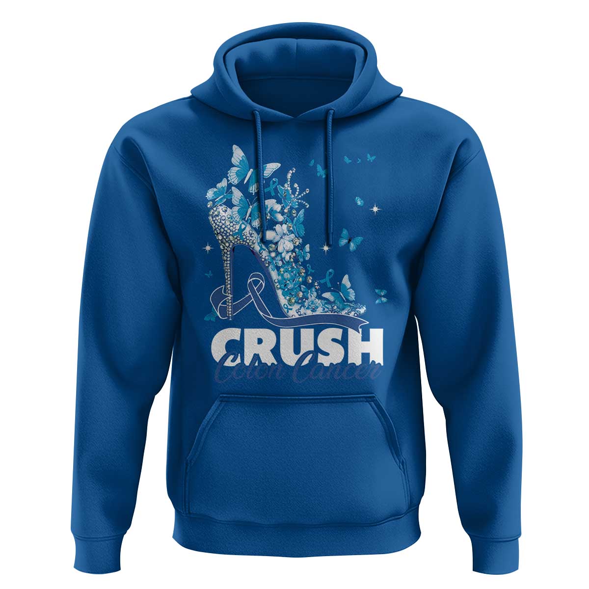 Crush Colon Cancer Hoodie Colorectal Cancer Awareness Bling Blue Ribbon High Heel