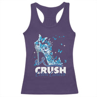 Crush Colon Cancer Racerback Tank Top Colorectal Cancer Awareness Bling Blue Ribbon High Heel