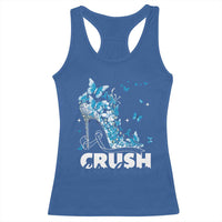 Crush Colon Cancer Racerback Tank Top Colorectal Cancer Awareness Bling Blue Ribbon High Heel
