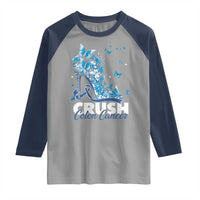 Crush Colon Cancer Raglan Shirt Colorectal Cancer Awareness Bling Blue Ribbon High Heel