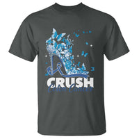 Crush Colon Cancer T Shirt Colorectal Cancer Awareness Bling Blue Ribbon High Heel