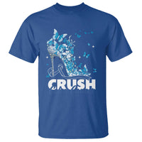 Crush Colon Cancer T Shirt Colorectal Cancer Awareness Bling Blue Ribbon High Heel