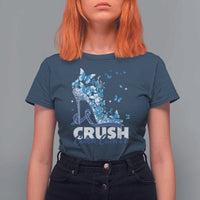 Crush Colon Cancer T Shirt For Women Colorectal Cancer Awareness Bling Blue Ribbon High Heel