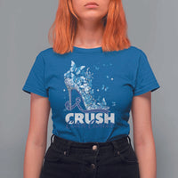 Crush Colon Cancer T Shirt For Women Colorectal Cancer Awareness Bling Blue Ribbon High Heel