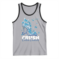 Crush Colon Cancer Tank Top Colorectal Cancer Awareness Bling Blue Ribbon High Heel