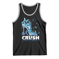 Crush Colon Cancer Tank Top Colorectal Cancer Awareness Bling Blue Ribbon High Heel