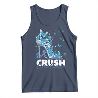 Crush Colon Cancer Tank Top Colorectal Cancer Awareness Bling Blue Ribbon High Heel