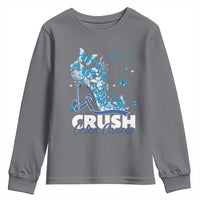 Crush Colon Cancer Youth Sweatshirt Colorectal Cancer Awareness Bling Blue Ribbon High Heel