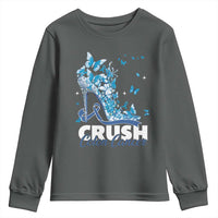 Crush Colon Cancer Youth Sweatshirt Colorectal Cancer Awareness Bling Blue Ribbon High Heel