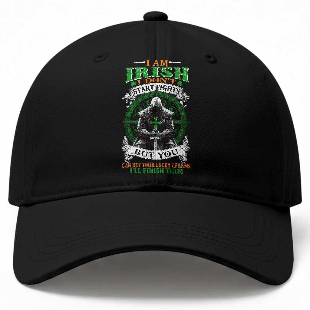 Irish Pride Baseball Cap I Am Irish I Don't Start Fights But You Can Bet Your Lucky Charms