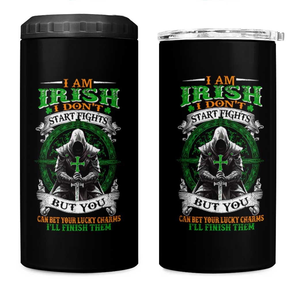 Irish Pride 4 in 1 Can Cooler Tumbler I Am Irish I Don't Start Fights But You Can Bet Your Lucky Charms