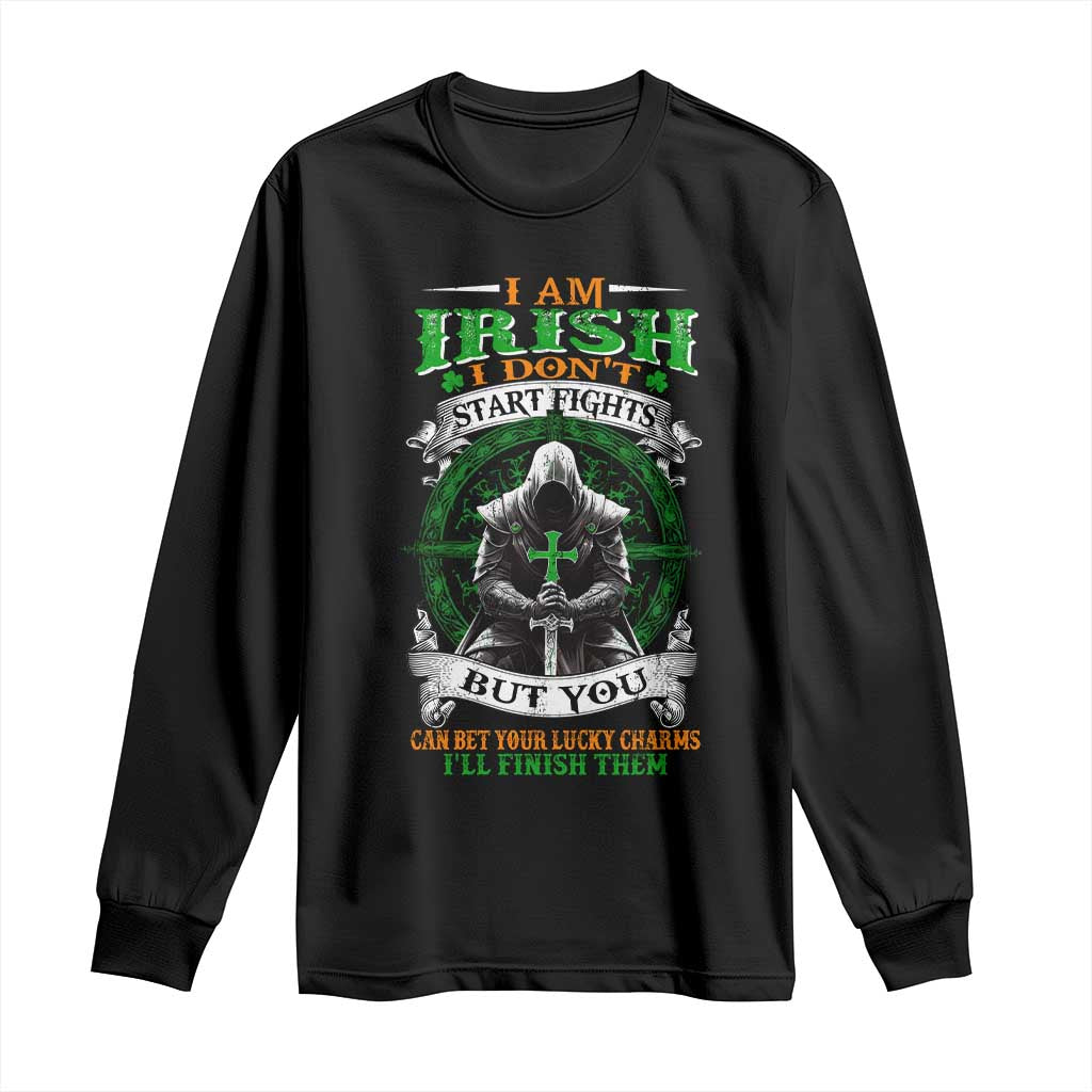 Irish Pride Long Sleeve Shirt I Am Irish I Don't Start Fights But You Can Bet Your Lucky Charms