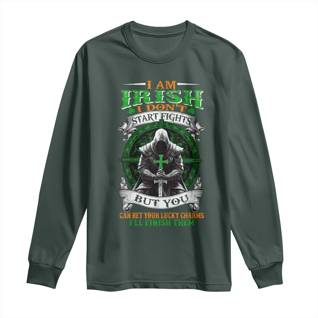 Irish Pride Long Sleeve Shirt I Am Irish I Don't Start Fights But You Can Bet Your Lucky Charms