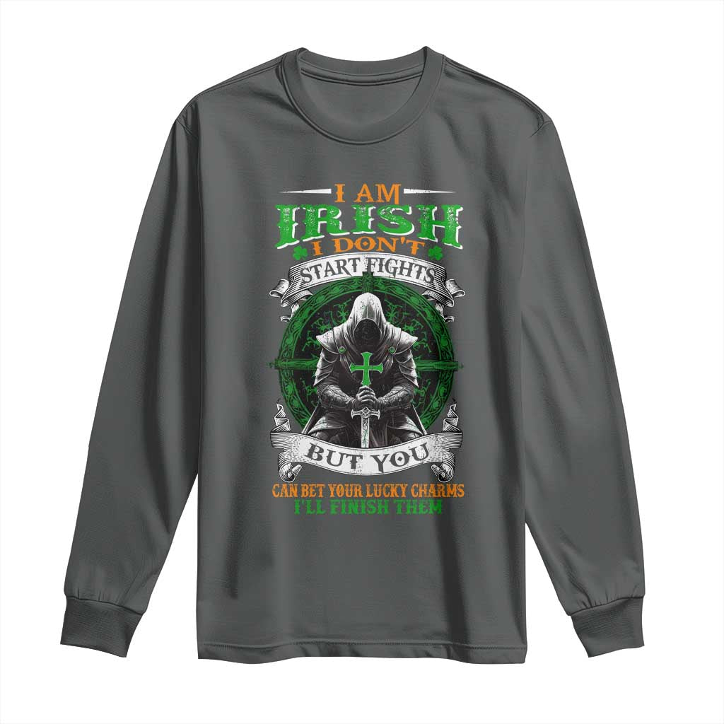 Irish Pride Long Sleeve Shirt I Am Irish I Don't Start Fights But You Can Bet Your Lucky Charms
