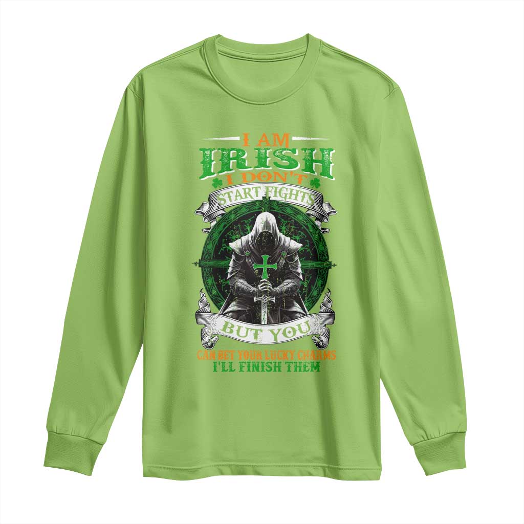 Irish Pride Long Sleeve Shirt I Am Irish I Don't Start Fights But You Can Bet Your Lucky Charms