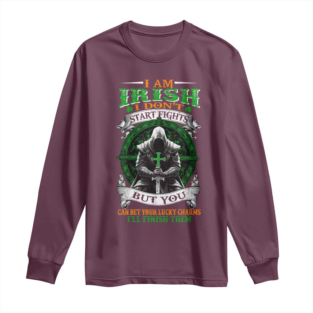 Irish Pride Long Sleeve Shirt I Am Irish I Don't Start Fights But You Can Bet Your Lucky Charms