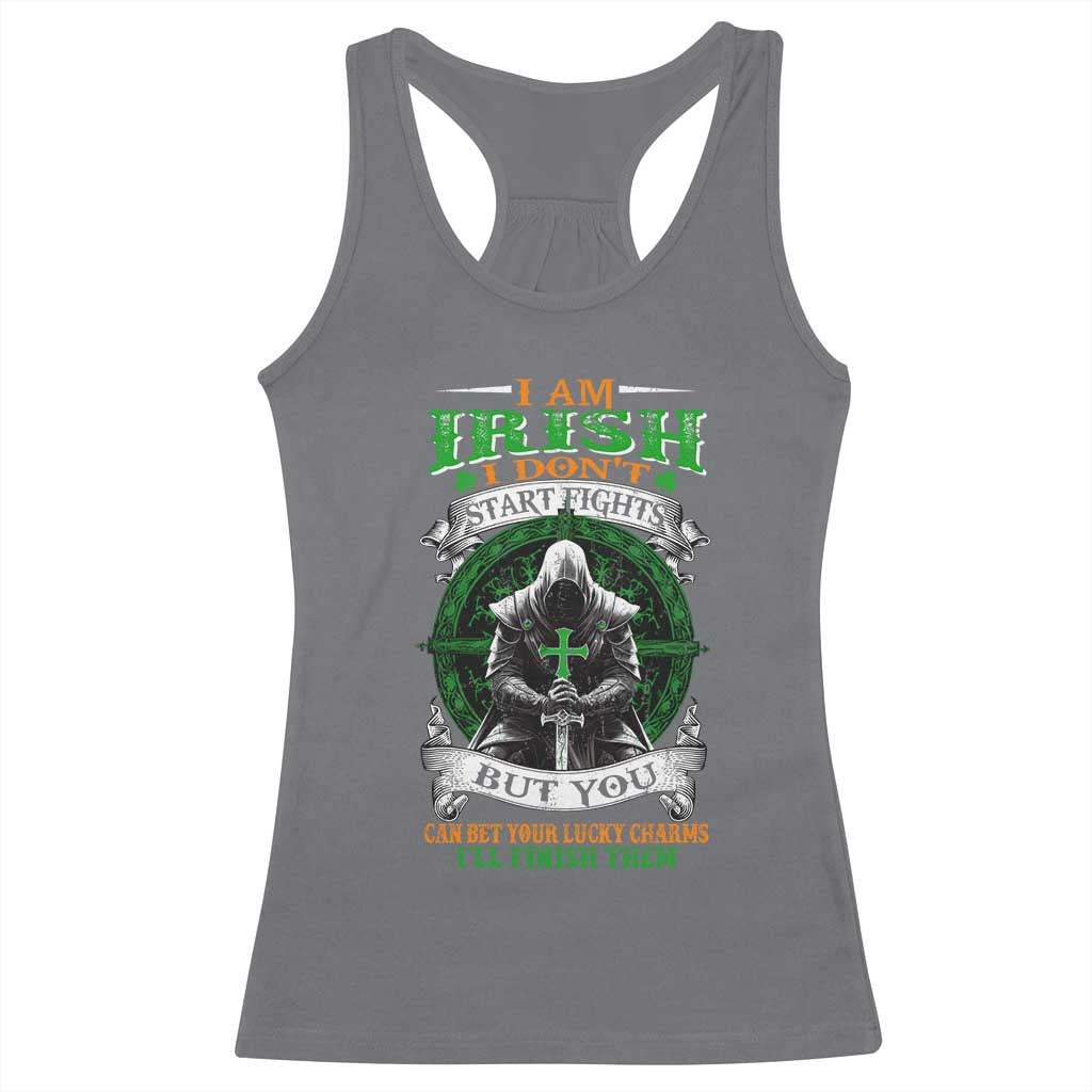 Irish Pride Racerback Tank Top I Am Irish I Don't Start Fights But You Can Bet Your Lucky Charms