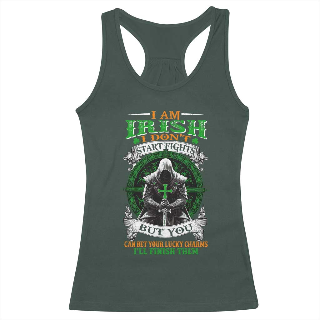 Irish Pride Racerback Tank Top I Am Irish I Don't Start Fights But You Can Bet Your Lucky Charms