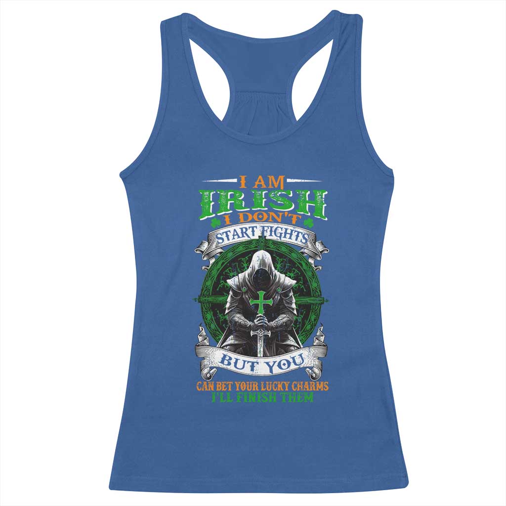 Irish Pride Racerback Tank Top I Am Irish I Don't Start Fights But You Can Bet Your Lucky Charms