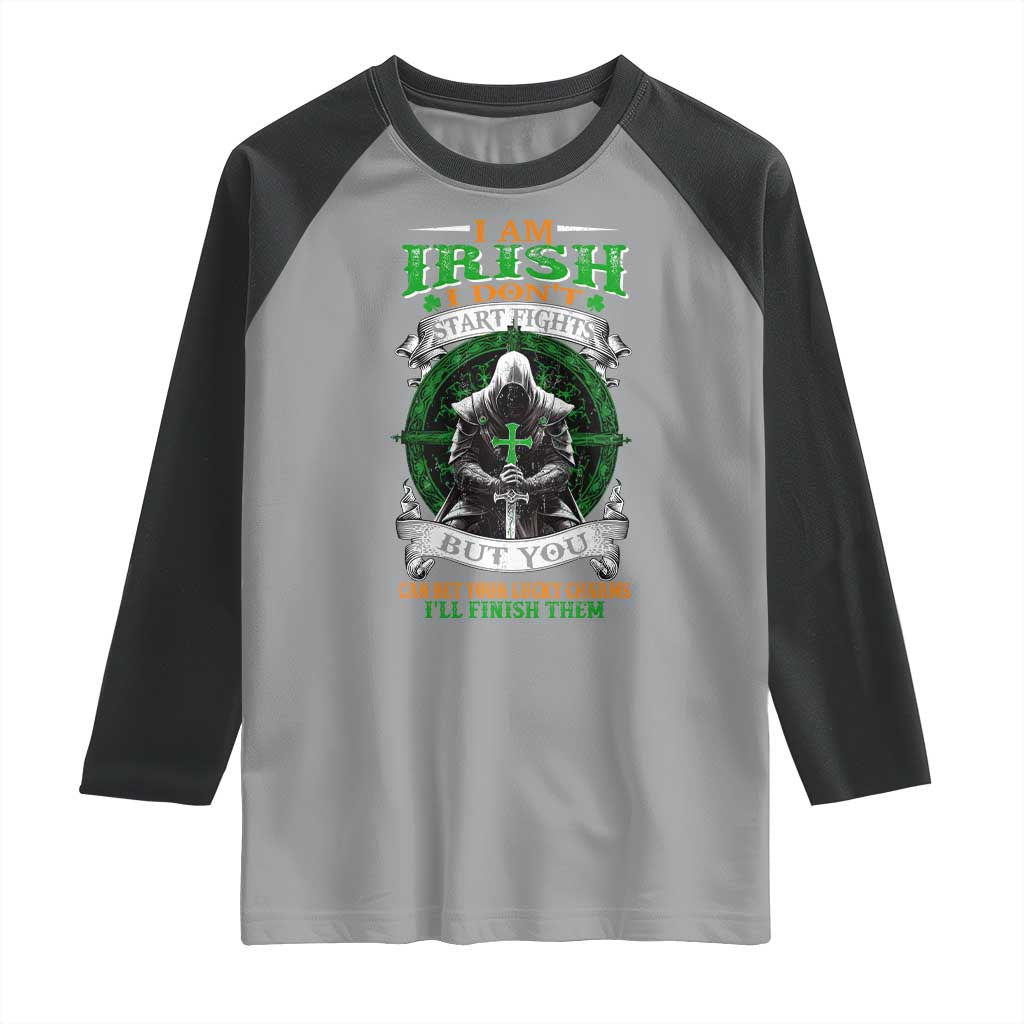 Irish Pride Raglan Shirt I Am Irish I Don't Start Fights But You Can Bet Your Lucky Charms