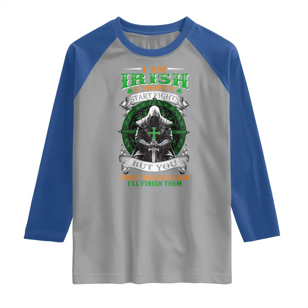 Irish Pride Raglan Shirt I Am Irish I Don't Start Fights But You Can Bet Your Lucky Charms