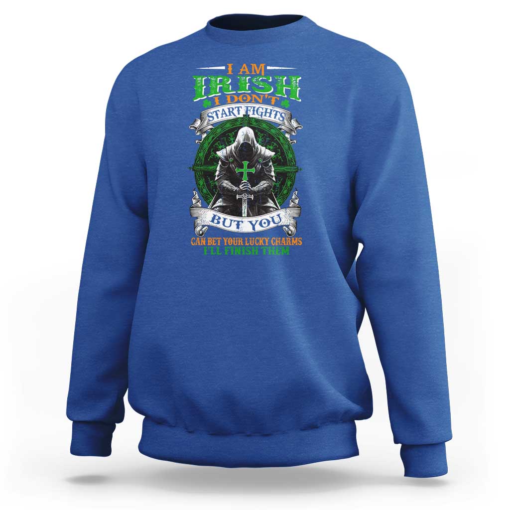 Irish Pride Sweatshirt I Am Irish I Don't Start Fights But You Can Bet Your Lucky Charms