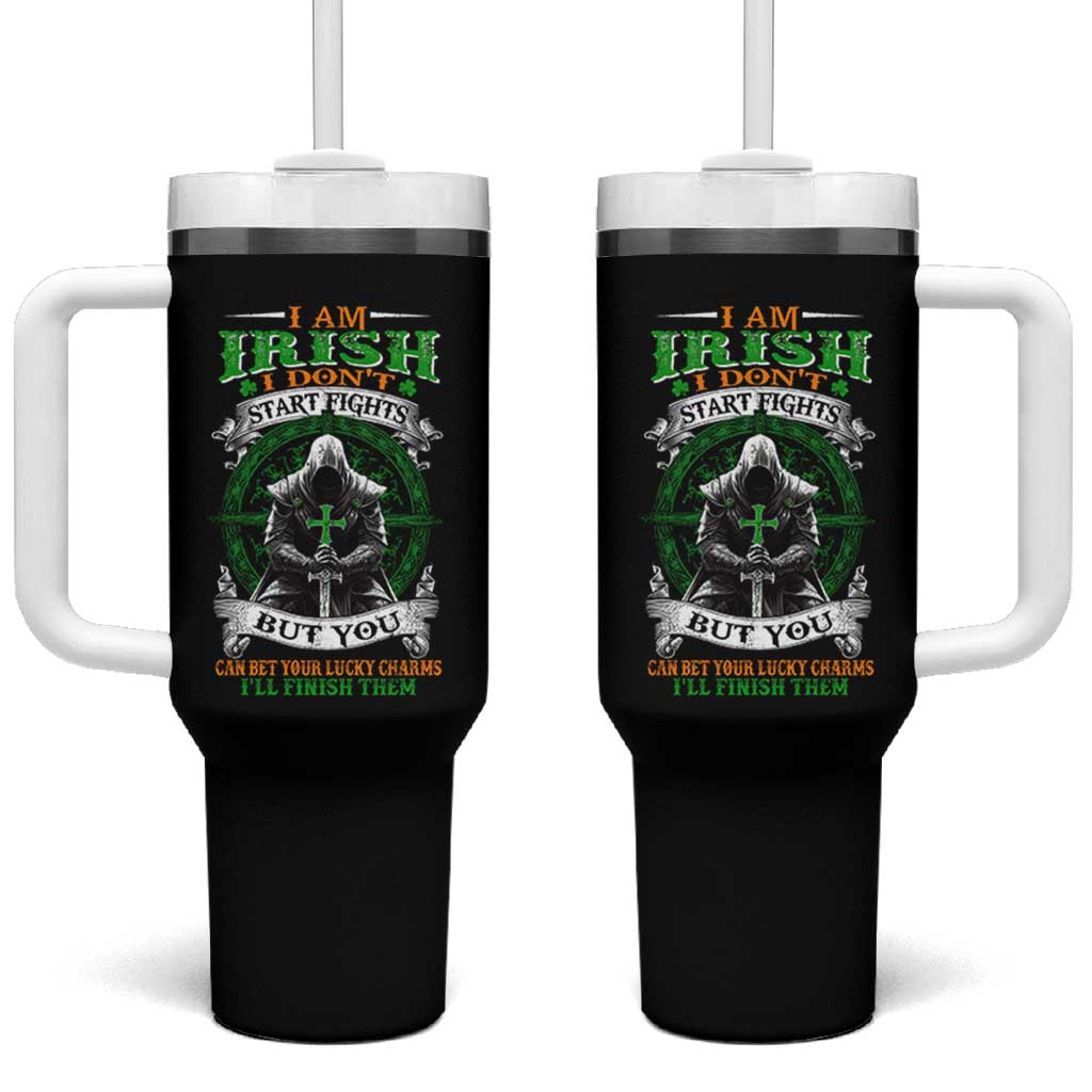 Irish Pride Tumbler With Handle I Am Irish I Don't Start Fights But You Can Bet Your Lucky Charms