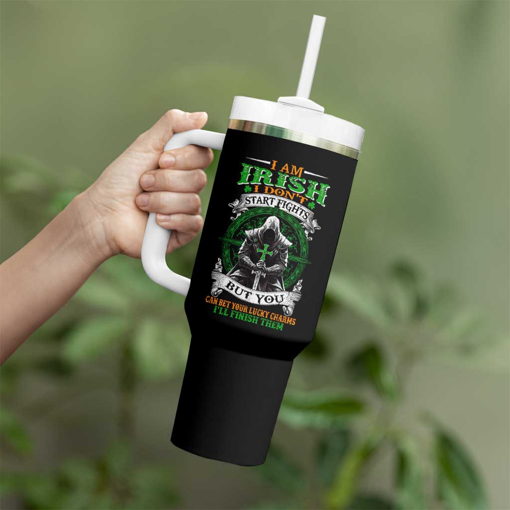 Irish Pride Tumbler With Handle I Am Irish I Don't Start Fights But You Can Bet Your Lucky Charms