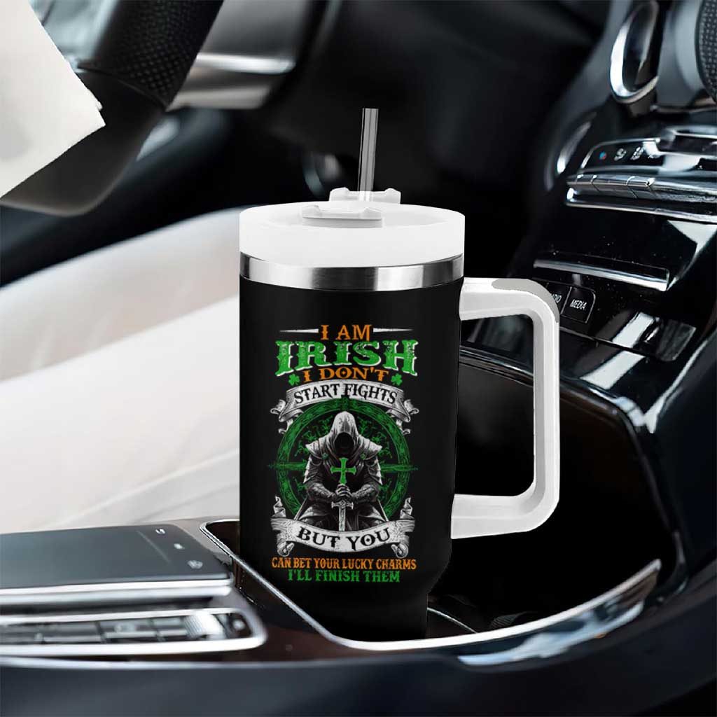 Irish Pride Tumbler With Handle I Am Irish I Don't Start Fights But You Can Bet Your Lucky Charms