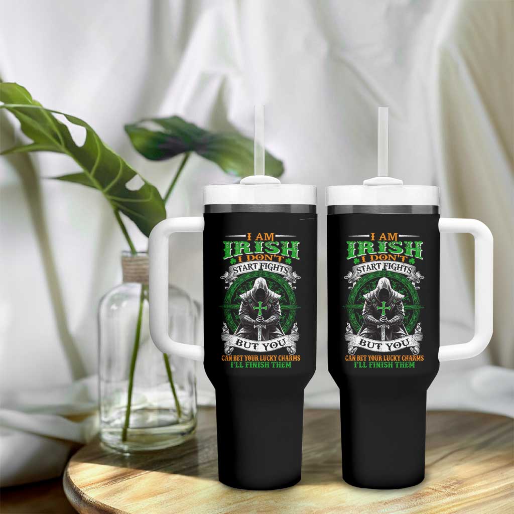 Irish Pride Tumbler With Handle I Am Irish I Don't Start Fights But You Can Bet Your Lucky Charms