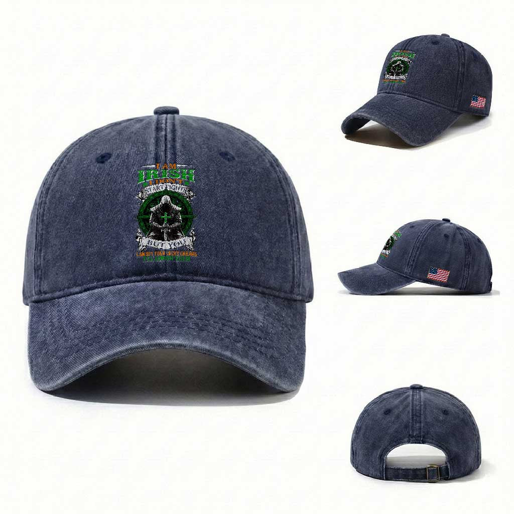 Irish Pride Washed Cotton Baseball Cap I Am Irish I Don't Start Fights But You Can Bet Your Lucky Charms