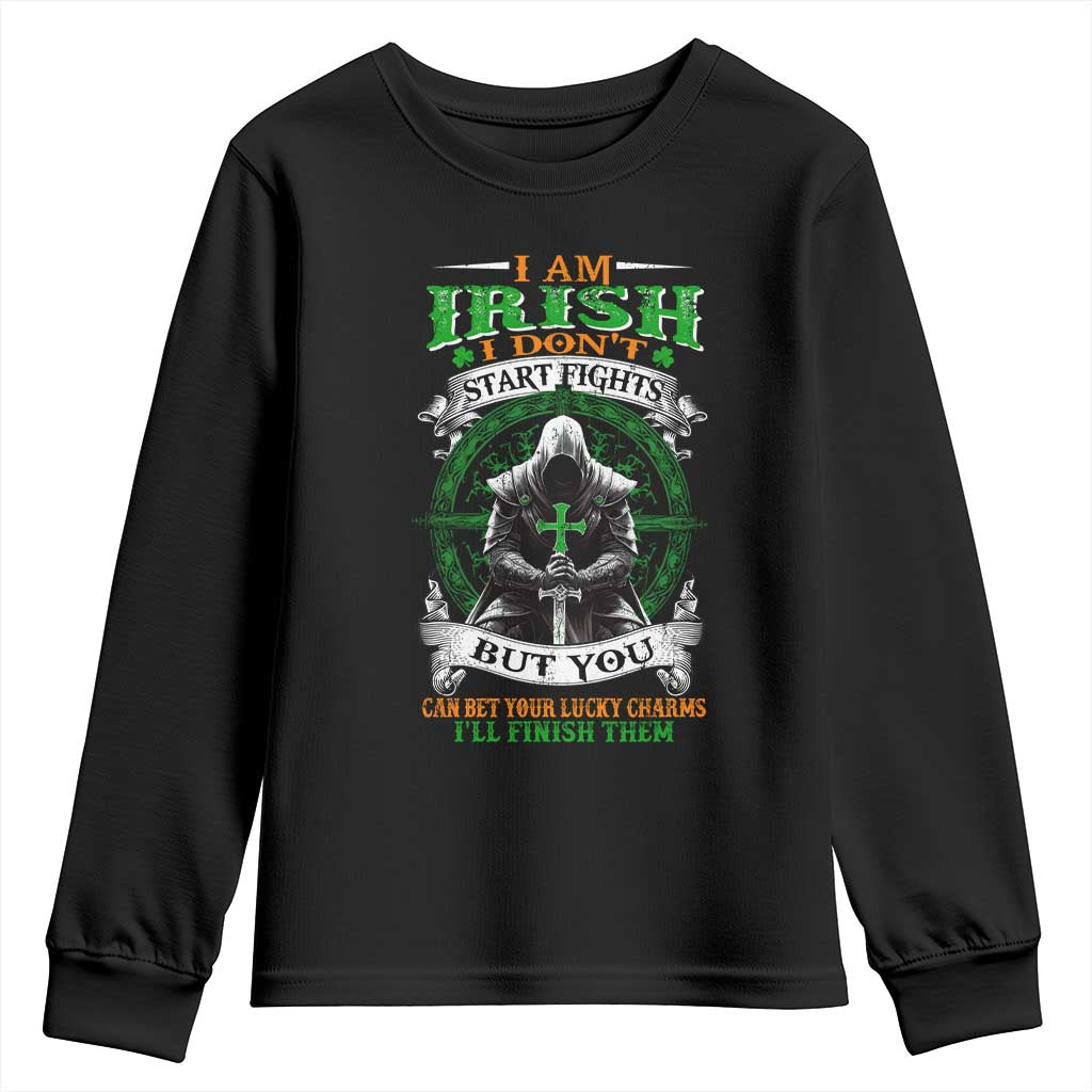 Irish Pride Youth Sweatshirt I Am Irish I Don't Start Fights But You Can Bet Your Lucky Charms