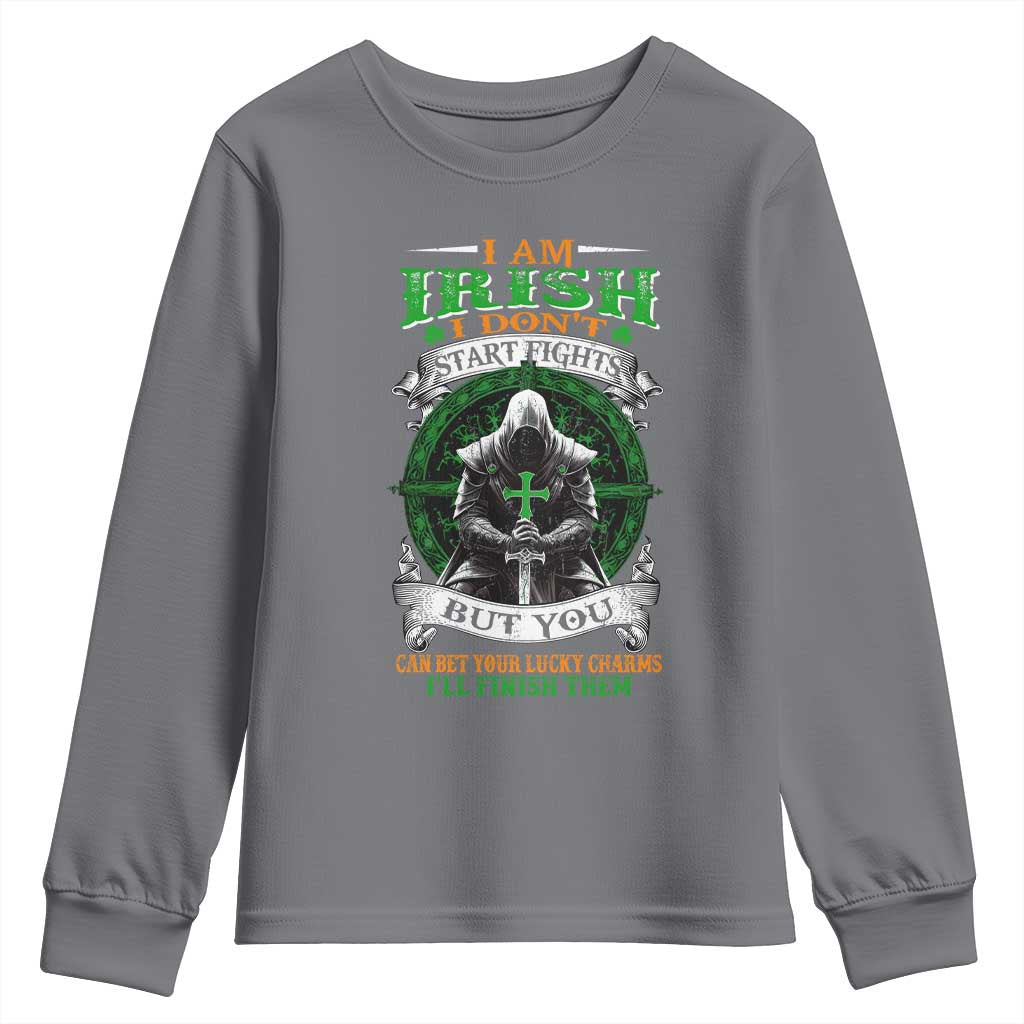 Irish Pride Youth Sweatshirt I Am Irish I Don't Start Fights But You Can Bet Your Lucky Charms