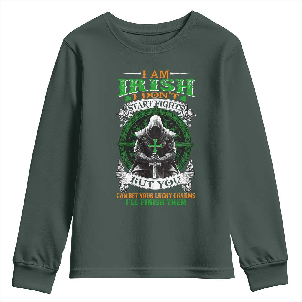Irish Pride Youth Sweatshirt I Am Irish I Don't Start Fights But You Can Bet Your Lucky Charms