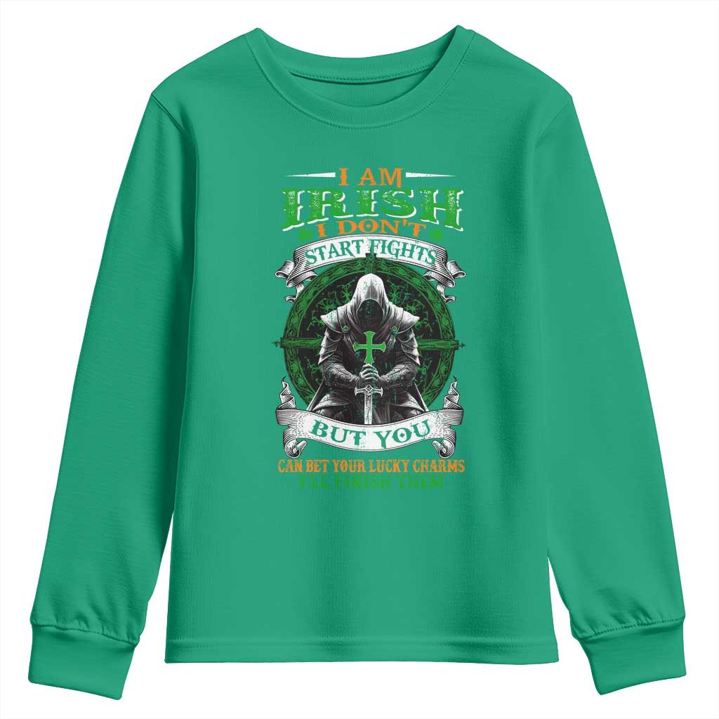 Irish Pride Youth Sweatshirt I Am Irish I Don't Start Fights But You Can Bet Your Lucky Charms