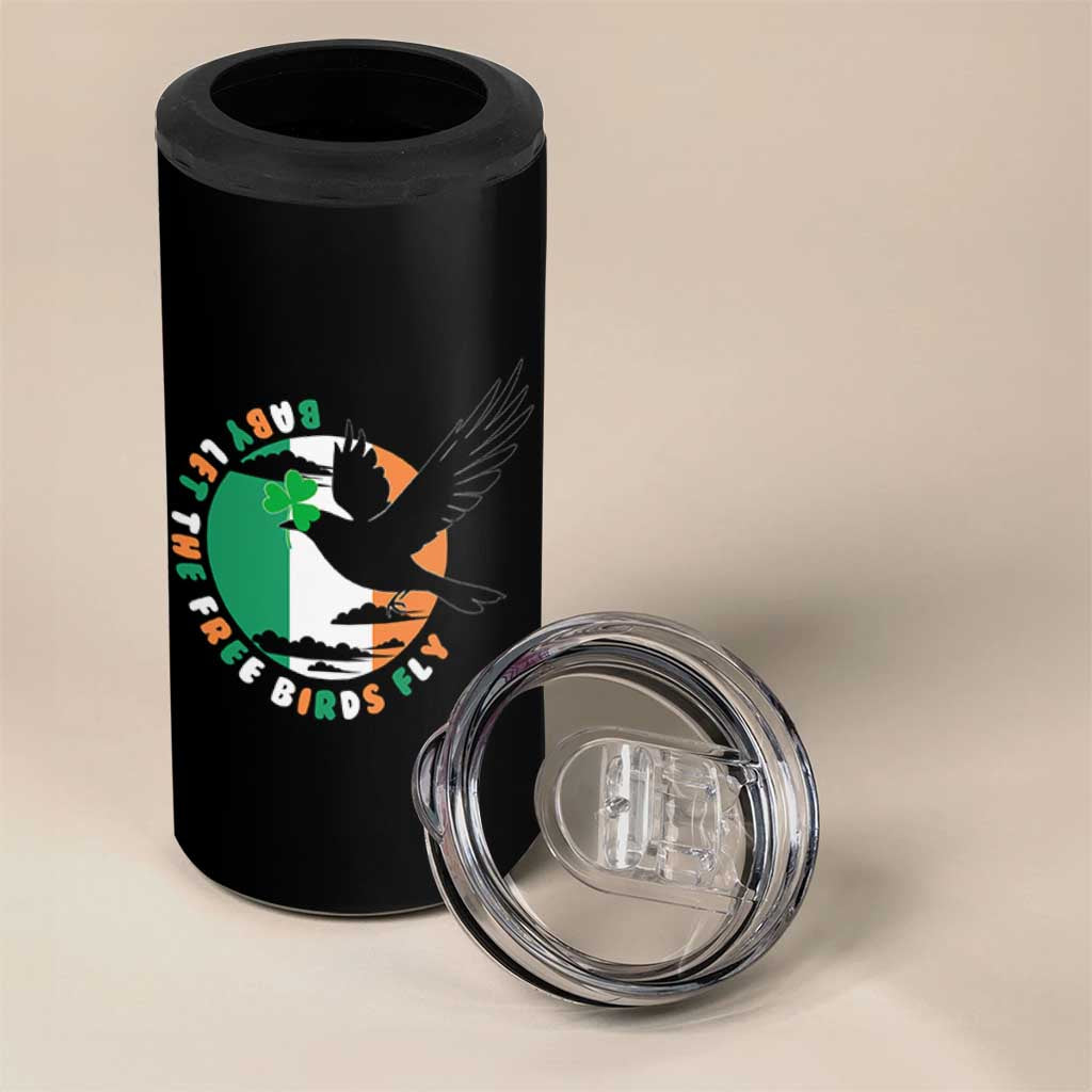 Irish Pride 4 in 1 Can Cooler Tumbler Baby Let The Free Birds Fly Ireland Flag Shamrock