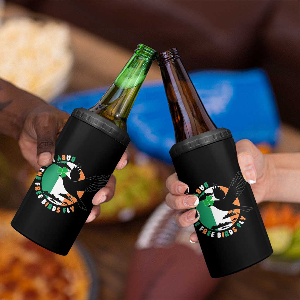 Irish Pride 4 in 1 Can Cooler Tumbler Baby Let The Free Birds Fly Ireland Flag Shamrock