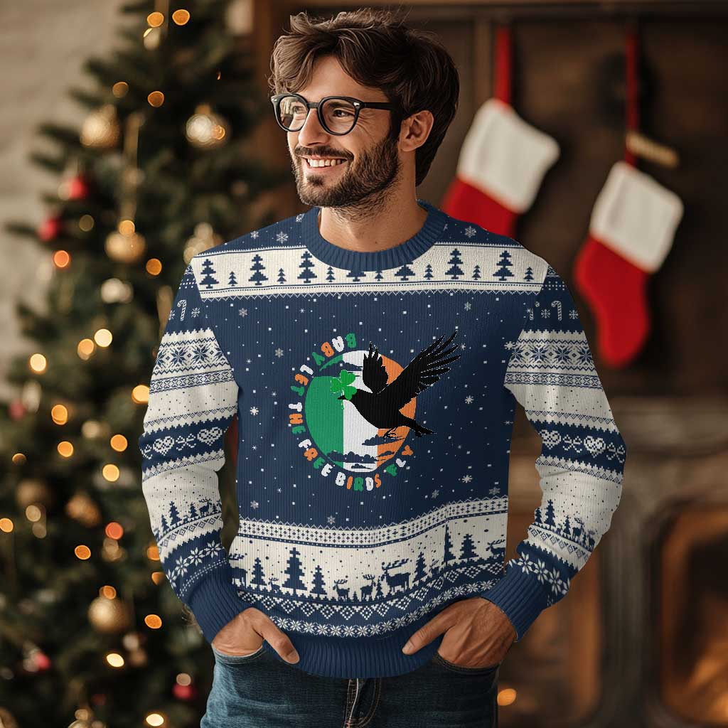 Irish Pride Ugly Christmas Sweater Baby Let The Free Birds Fly Ireland Flag Shamrock - Wonder Print Shop