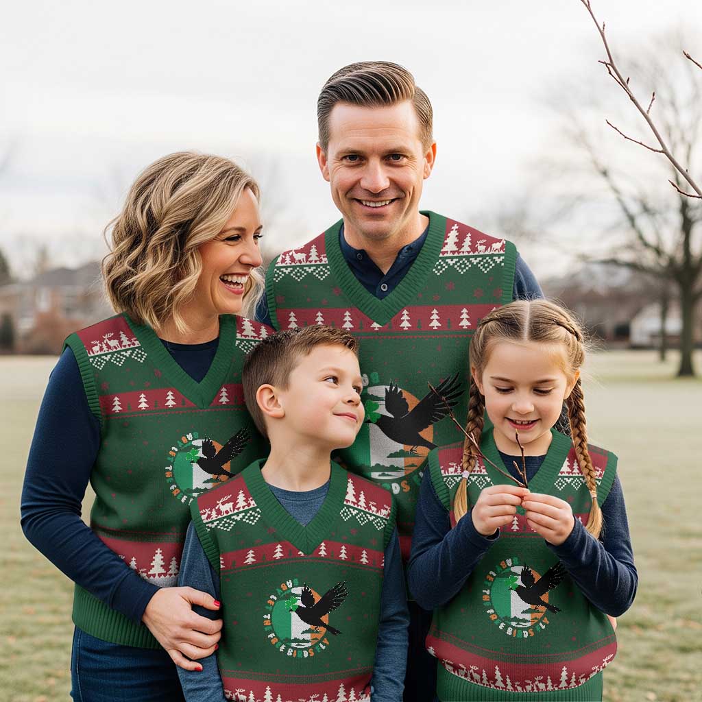 Irish Pride V-Neck Knit Sweater Vest Baby Let The Free Birds Fly Ireland Flag Shamrock - Wonder Print Shop