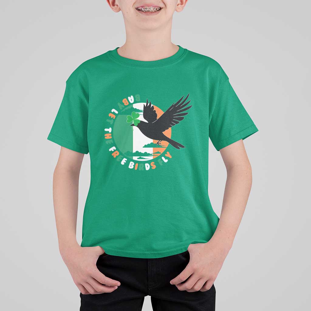 Irish Pride T Shirt For Kid Baby Let The Free Birds Fly Ireland Flag Shamrock