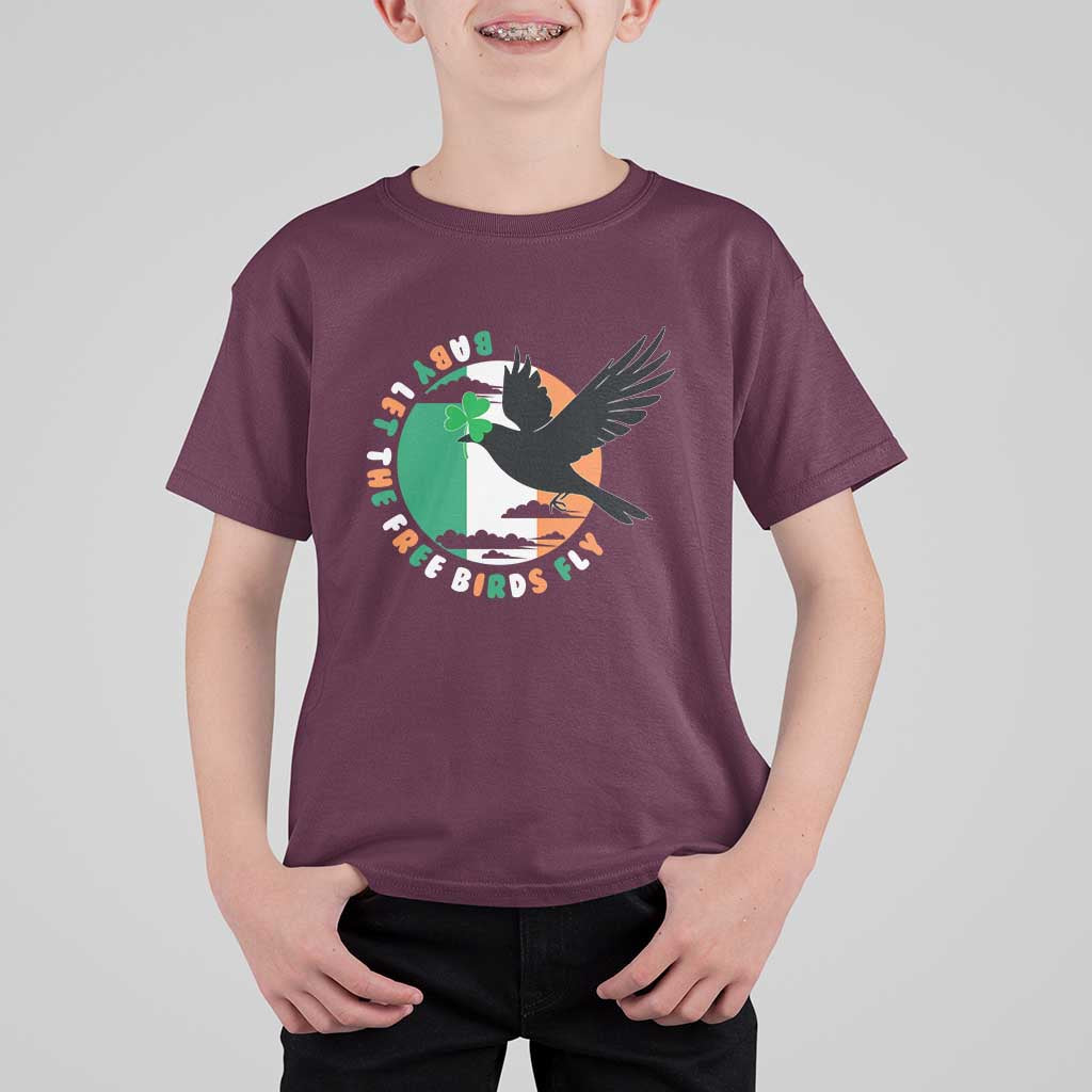 Irish Pride T Shirt For Kid Baby Let The Free Birds Fly Ireland Flag Shamrock