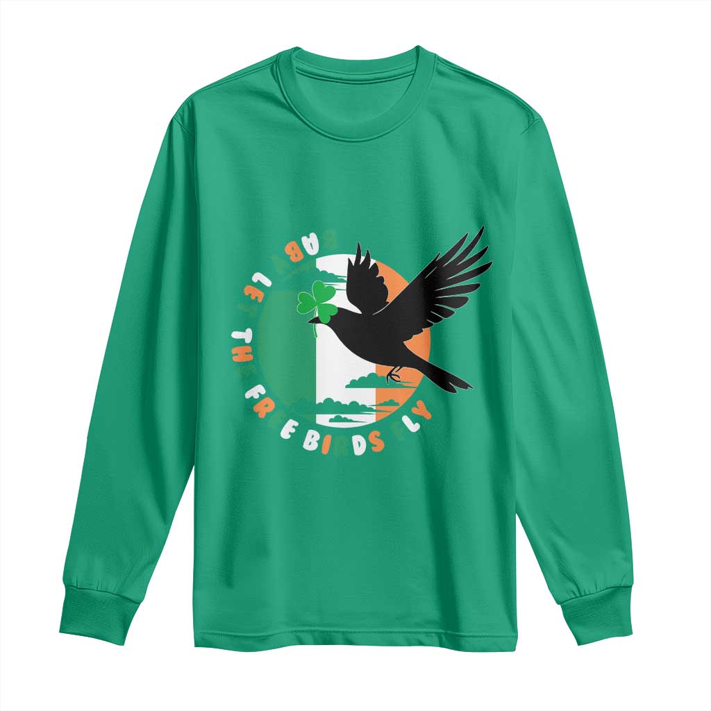 Irish Pride Long Sleeve Shirt Baby Let The Free Birds Fly Ireland Flag Shamrock
