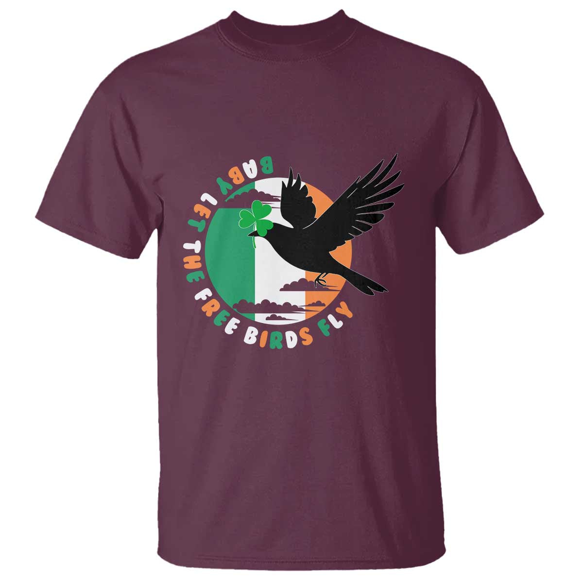 Irish Pride T Shirt Baby Let The Free Birds Fly Ireland Flag Shamrock